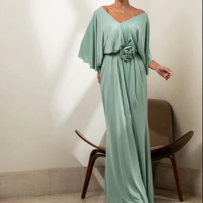 Elegant  a-line v-neck chiffon mother of bride groom dress