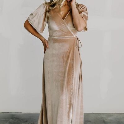 Elegant  a-line v-neck champagne mother of bride groom dress