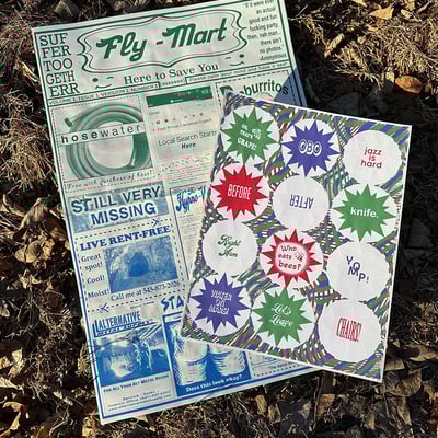 Flymart --- (screen-printed newspaper print w/ stickers) ---- by jeremy kennedy & mark rice - Thumbnail 3