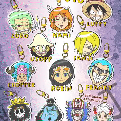 One piece dot key charm set