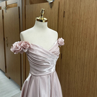 Pink Satin Long Prom Dress, Beautiful A-Line Evening Party Dress - Thumbnail 1