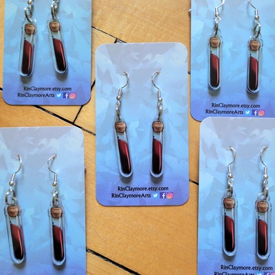 Blood vial 1" earrings
