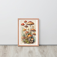 Vintage Botanical Mushroom Illustration Framed poster - Thumbnail 7