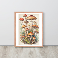 Vintage Botanical Mushroom Illustration Framed poster - Thumbnail 9