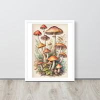 Vintage Botanical Mushroom Illustration Framed poster - Thumbnail 15