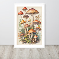 Vintage Botanical Mushroom Illustration Framed poster - Thumbnail 17