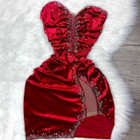 Sexy Burgundy Short Prom Dresses Mini Cocktail Dresses - Thumbnail 1