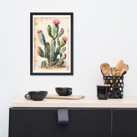 Vintage Botanical Cactus Illustration Framed poster - Thumbnail 4