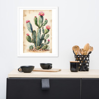 Vintage Botanical Cactus Illustration Framed poster - Thumbnail 18