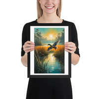 Vintage Flying Duck Illustration Framed poster - Thumbnail 2