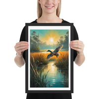 Vintage Flying Duck Illustration Framed poster - Thumbnail 4