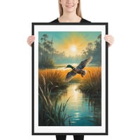 Vintage Flying Duck Illustration Framed poster - Thumbnail 6