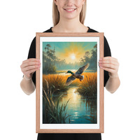 Vintage Flying Duck Illustration Framed poster - Thumbnail 10