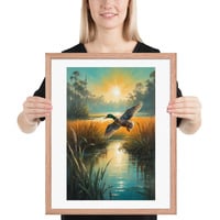Vintage Flying Duck Illustration Framed poster - Thumbnail 11