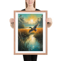 Vintage Flying Duck Illustration Framed poster - Thumbnail 12