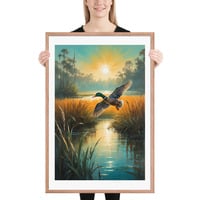 Vintage Flying Duck Illustration Framed poster - Thumbnail 13