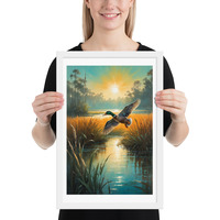 Vintage Flying Duck Illustration Framed poster - Thumbnail 17