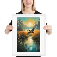 Vintage Flying Duck Illustration Framed poster - Thumbnail 18