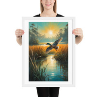 Vintage Flying Duck Illustration Framed poster - Thumbnail 19