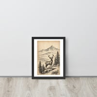 Vintage Deer Illustration Old Look Framed poster - Thumbnail 2