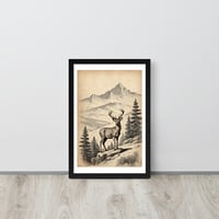 Vintage Deer Illustration Old Look Framed poster - Thumbnail 4