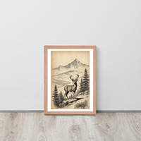 Vintage Deer Illustration Old Look Framed poster - Thumbnail 9