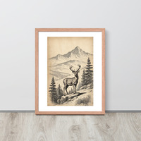 Vintage Deer Illustration Old Look Framed poster - Thumbnail 11
