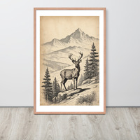 Vintage Deer Illustration Old Look Framed poster - Thumbnail 13