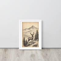 Vintage Deer Illustration Old Look Framed poster - Thumbnail 16