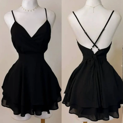 Vintage a line black short homecoming dresses