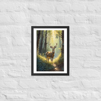 Vintage Deer in the Forest Framed poster - Thumbnail 3