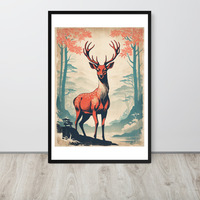 Vintage Deer Japanese Woodcut Ukiyo-e Framed poster - Thumbnail 6