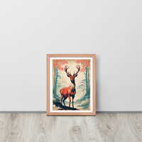 Vintage Deer Japanese Woodcut Ukiyo-e Framed poster - Thumbnail 8