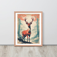 Vintage Deer Japanese Woodcut Ukiyo-e Framed poster - Thumbnail 11