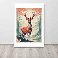 Vintage Deer Japanese Woodcut Ukiyo-e Framed poster - Thumbnail 20