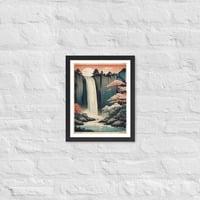 Vintage Waterfall Japanese Woodcut Ukiyo-e Framed poster - Thumbnail 2