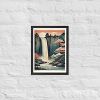 Vintage Waterfall Japanese Woodcut Ukiyo-e Framed poster - Thumbnail 3