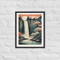 Vintage Waterfall Japanese Woodcut Ukiyo-e Framed poster - Thumbnail 5