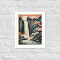 Vintage Waterfall Japanese Woodcut Ukiyo-e Framed poster - Thumbnail 18