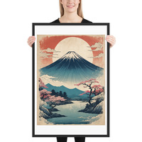 Vintage Mount Fuji Japanese Woodcut Ukiyo-e Framed poster - Thumbnail 6