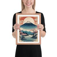 Vintage Mount Fuji Japanese Woodcut Ukiyo-e Framed poster - Thumbnail 8
