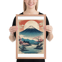 Vintage Mount Fuji Japanese Woodcut Ukiyo-e Framed poster - Thumbnail 10