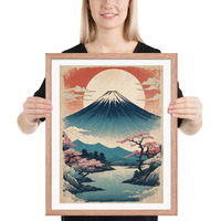 Vintage Mount Fuji Japanese Woodcut Ukiyo-e Framed poster - Thumbnail 11