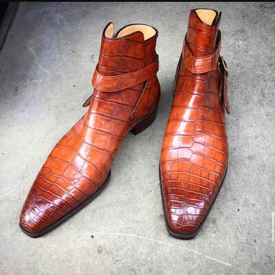 Handmade men genuine crocodile leather alligator strap jodhpur boot - Thumbnail 2