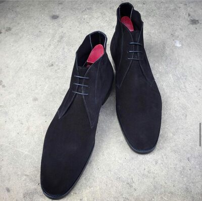 Handmade Black Suede Leather Chukka Boot