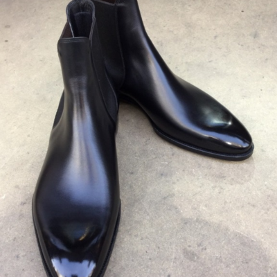 Handmade men black calf leather chelsea boot - Thumbnail 2