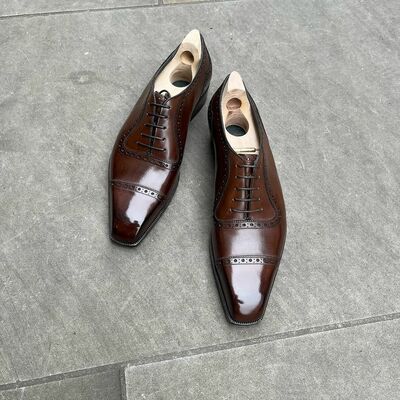 Handmade Brown Classic Beauty Oxford Lace up Dress Shoes