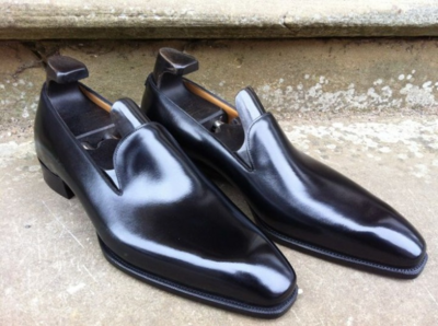 Handmade Men Black Leather Formal Loafers Dress Shoes