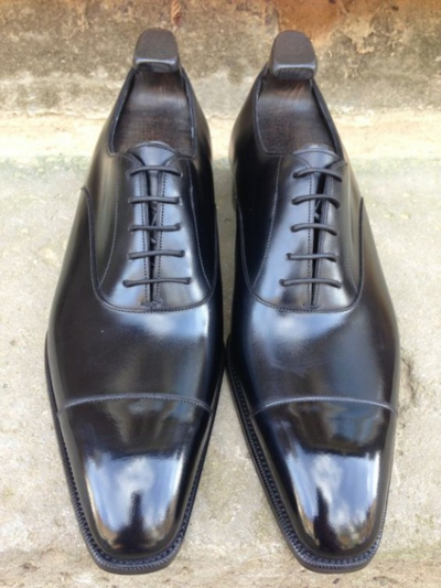 Handmade Black Leather Lace up Dress Shoes