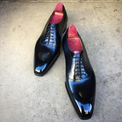 Handmade Black Calf Leather Classic Men Oxford Lace up Dress Shoes